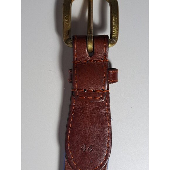 Smathers & Branson Cubs  Hand-Stitched Needlepoint Leather Belt Blue Size 44 Men - Picture 6 of 13